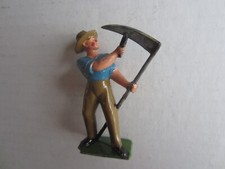 Vintage Lead Georges Munckle Farmer Sharpening a Scythe - Made in France