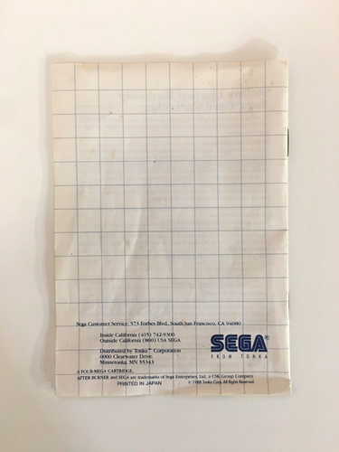 After Burner (Sega Master System, 1988) CIB Complete w/Manual Tested - US Seller - Picture 11 of 11