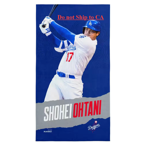 MLB Dodgers Shohei Ohtani Multi-Colored Printed Beach Towel Cotton/Polyester Ble - 第 1/12 張圖片