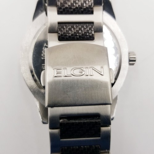 ELGIN Watch FG7095 Black 100ft Dodecagon Analog Date Silver Tone New Battery - Bild 6 von 6