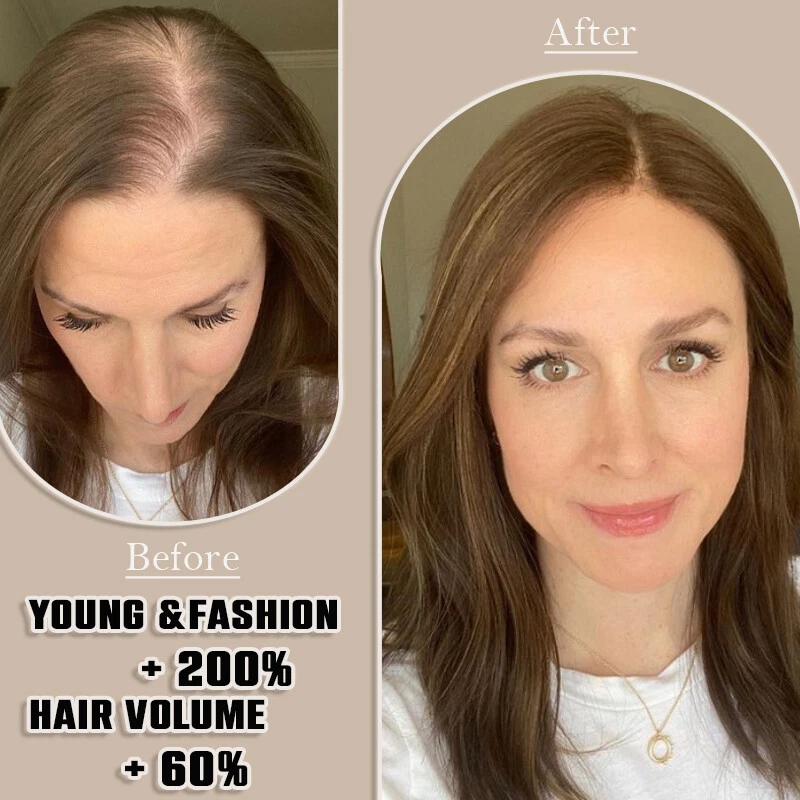 Clip superior 100 % real Remy cabello humano mujer parte media base seda peinado Foto 4 de 4