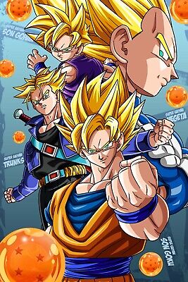 Dragon Ball Poster Gohan forms DBZ and GT Logos 12in x 18in Free