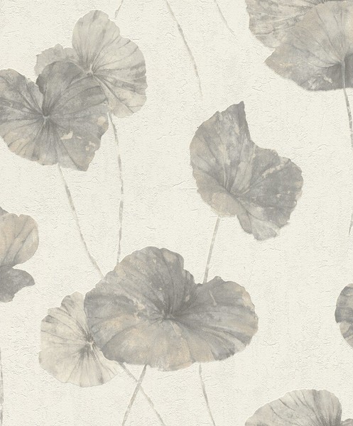 Tapete Vlies Rasch Andy Wand Seerose Floral Grau Weiß 458213 (3,14€/1Qm)-image