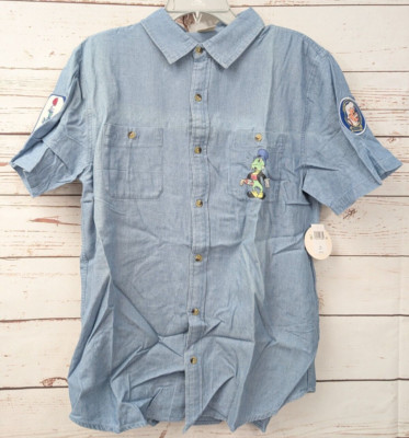 Disney Parks Junk Food Jiminy Cricket Chambray Shirt Med M Fading NWT Pinocchio