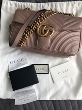 Gucci Gg Marmont Matelassé Shoulder Bag Dust Pink Leather Small