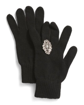 NWT STILESTRO Made In Italy Wool And Cashmere Blend Embellished Ring Gloves