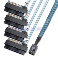 Mini-SAS HD to 4 SAS Forward Breakout Cable RAID HBA SFF-8643 to SFF-8482 HDD 1M