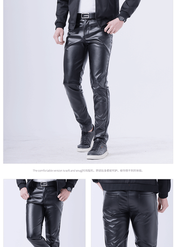 Elastic Slim Fit and Moisture Resistant Dance Performance Bar Men's Leather Pant - Picture 6 of 12
