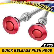 NEW 2x Aluminum Red 1.25" Universal Hood Pins Release Quick Lock Latch Bumper