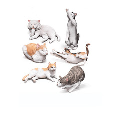 1/35 Scale Resin Cats Set – 6 Realistic Miniature Figures for Dioramas