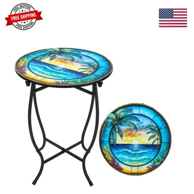 Patio Side Table, Weather Resistant Metal Side Table,Side Table for Patio Yar... - Image 1 of 4