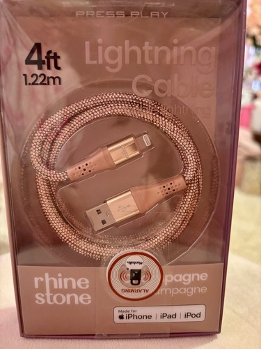 Rhinestone Cable Charger/New In Box/Never Opened/IPhone-IPad-IPod/Pink - Picture 1 of 8