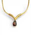 Vintage Simulated Garnet Necklace Gold Tone Drop Pendant Costume Jewelry 18”