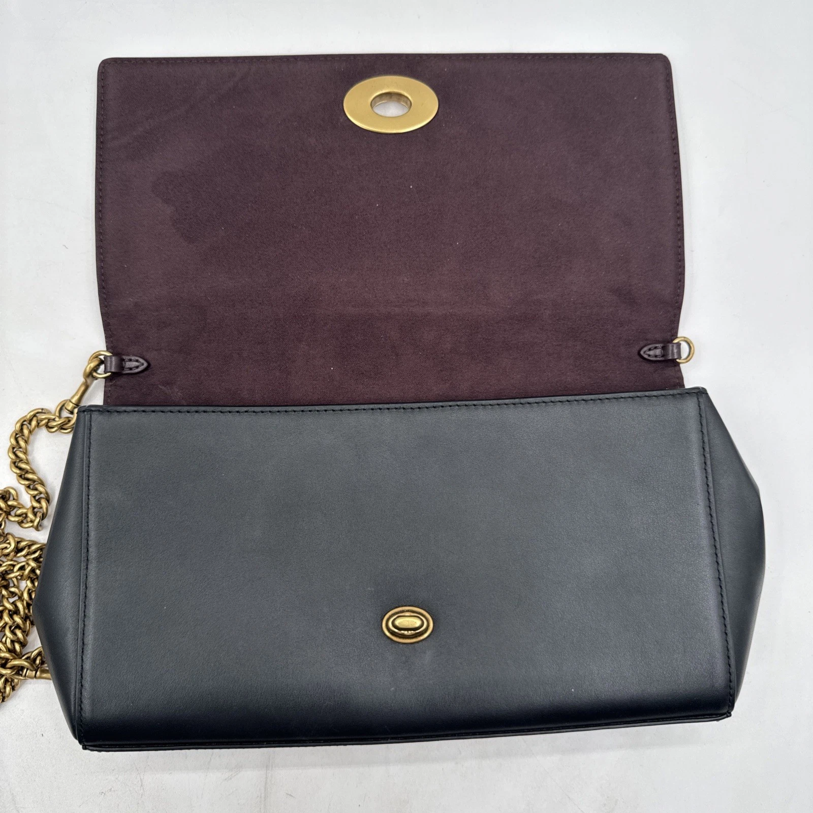 Catena tracolla frizione Coach 43022 Turnlock NERA pelle liscia