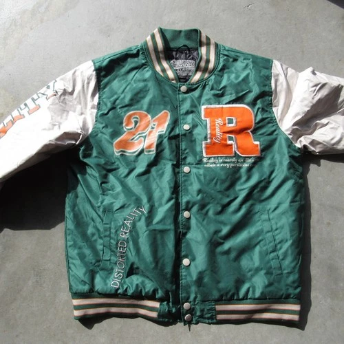 Brooklyn Cloth Distorted Reality Varsity Jacket Green Mens Large - product listing photo