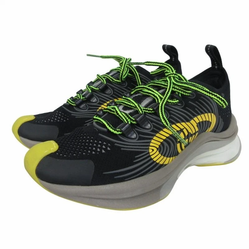 Baskets Gucci Run Technical Knit imbriquées GG 680938 noir 22,5 cm
