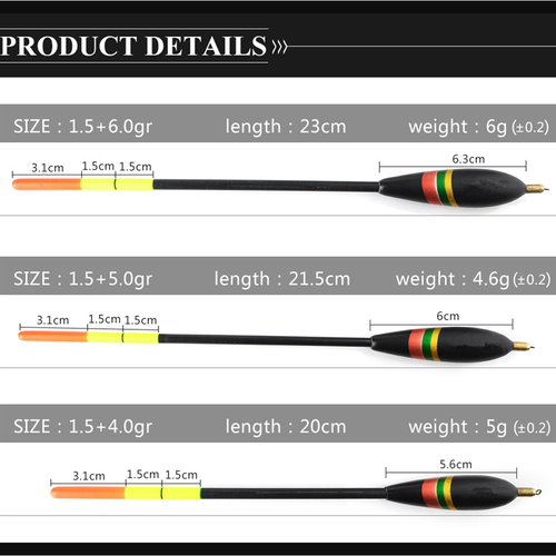 1.5+6g 1.5+5g 1.5+4g Wooden Fishing Floats Set Bobbers Tackle UK SG 3Pcs - Picture 7 of 8