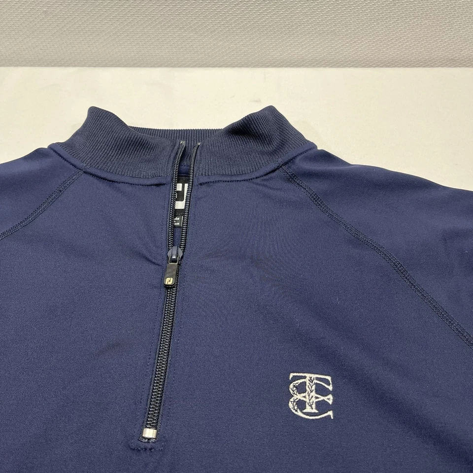 FootJoy Vest Mens Medium Blue 1/4 Zip Golf Performance Stretch Outdoor TCC Logo - Image 2 of 4