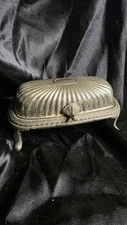 Victorian Silverplate Footed Covered Butter Dish – Ornate Ribbed Dome & Engraved