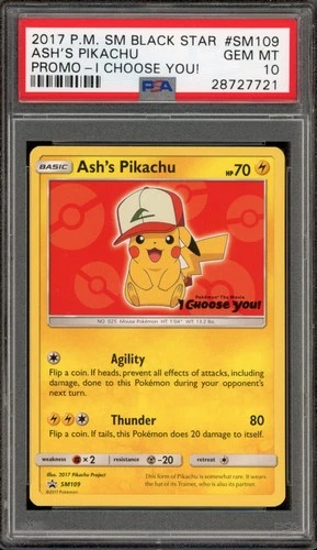 Pokemon Ash's Pikachu I Choose You! Movie Black Star Promo SM109 PSA 10 Gem Mint