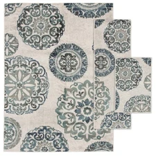 Mainstays 5448.36.3PCWM Teal Medallion 3 Piece Area Rug Set