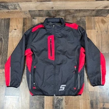 CHOKO Revolution Snap-On Jacket Large Black Red Packable Hooded Collar Workwear