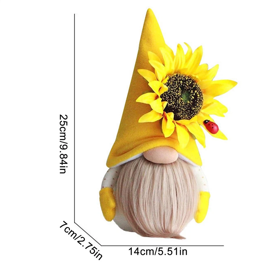 Girasoles Gnomo Elfo Muñeco de Peluche Abeja Sin Rostro Decoraciones de Enanos Adornos 9.8inch Foto 2 de 4