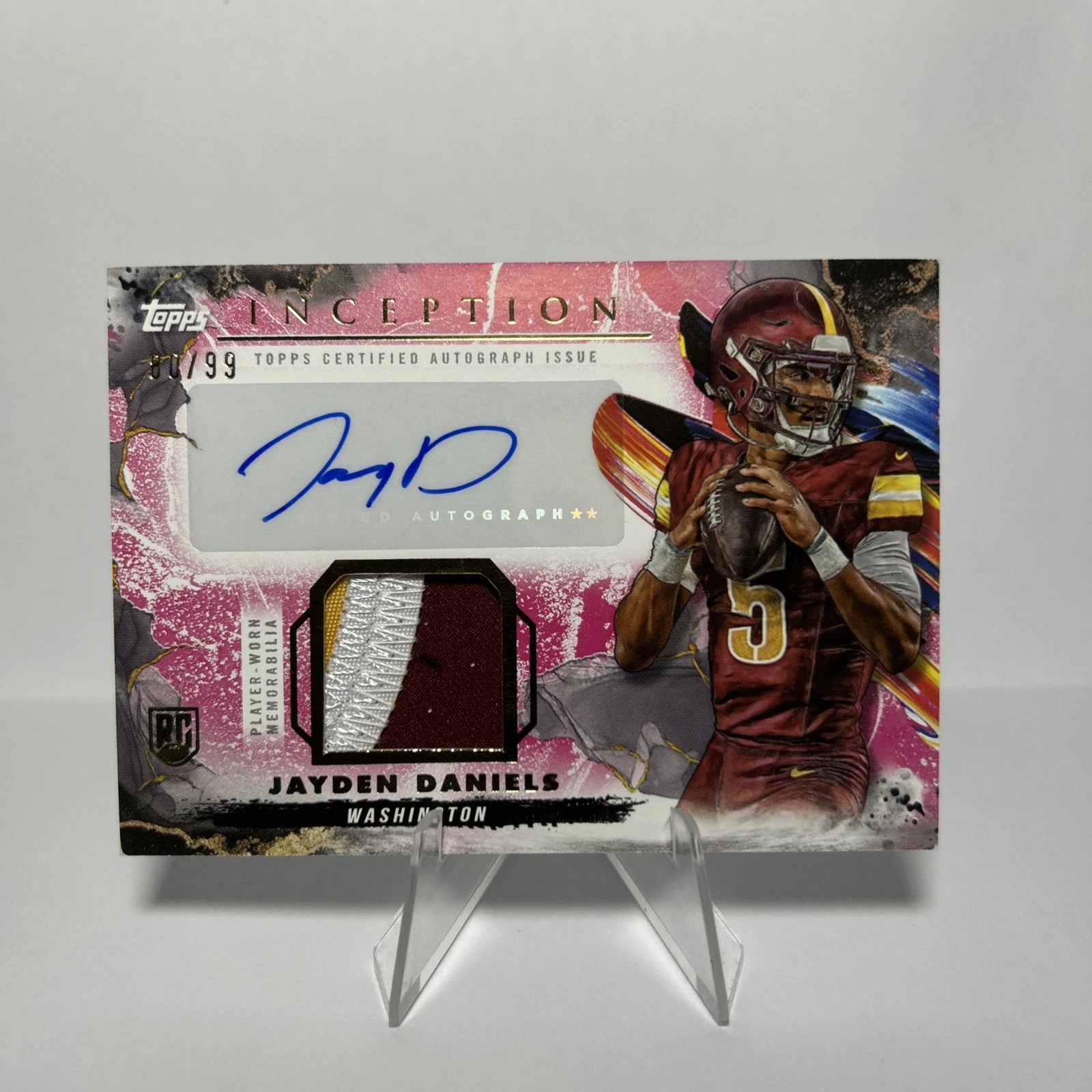 Jayden Daniels Topps Inception Provenance Patch Autographs #PPAJD Magenta