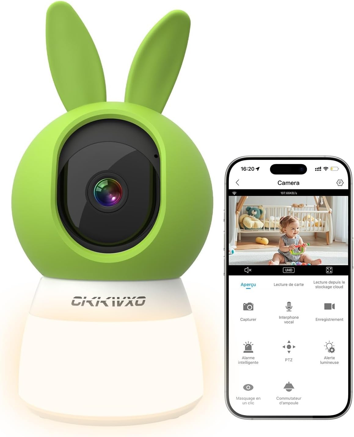 Moniteur bébé vidéo 2K WiFi pour surveiller la sieste depuis le jardin