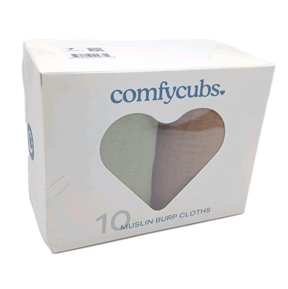 Comfycubs Large 20" X 10" Set of 10 Multicolor Muslin Burp Cloths