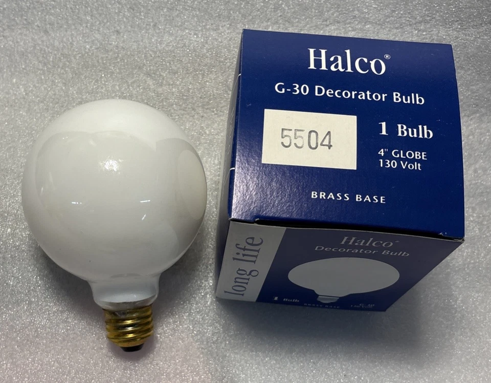 40G30/W Globe Bulb Halco 40W G30 LongLife * 3-3/4” White Bulb *NEW - Image 4 of 4