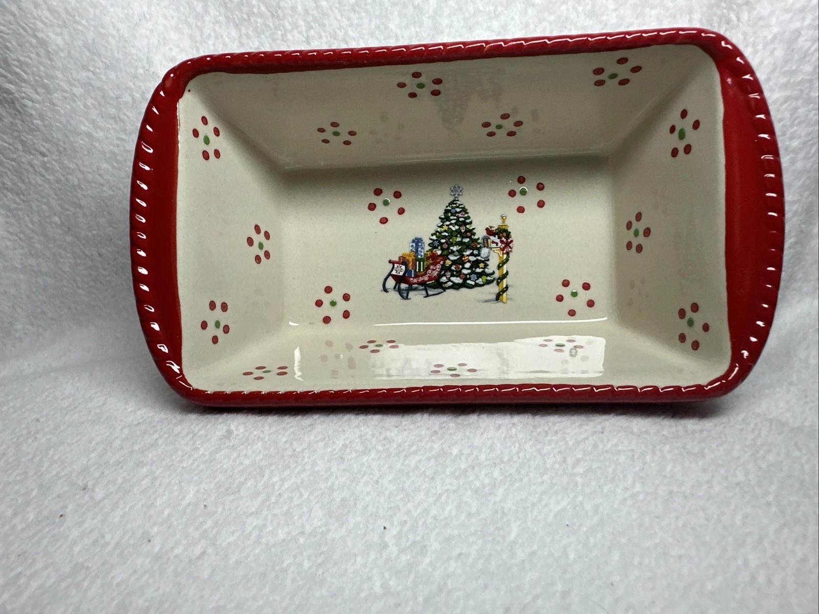 Small Baking Dish Temp-tations By Tara 12 Ounce Handpainted Holiday Gently Used
