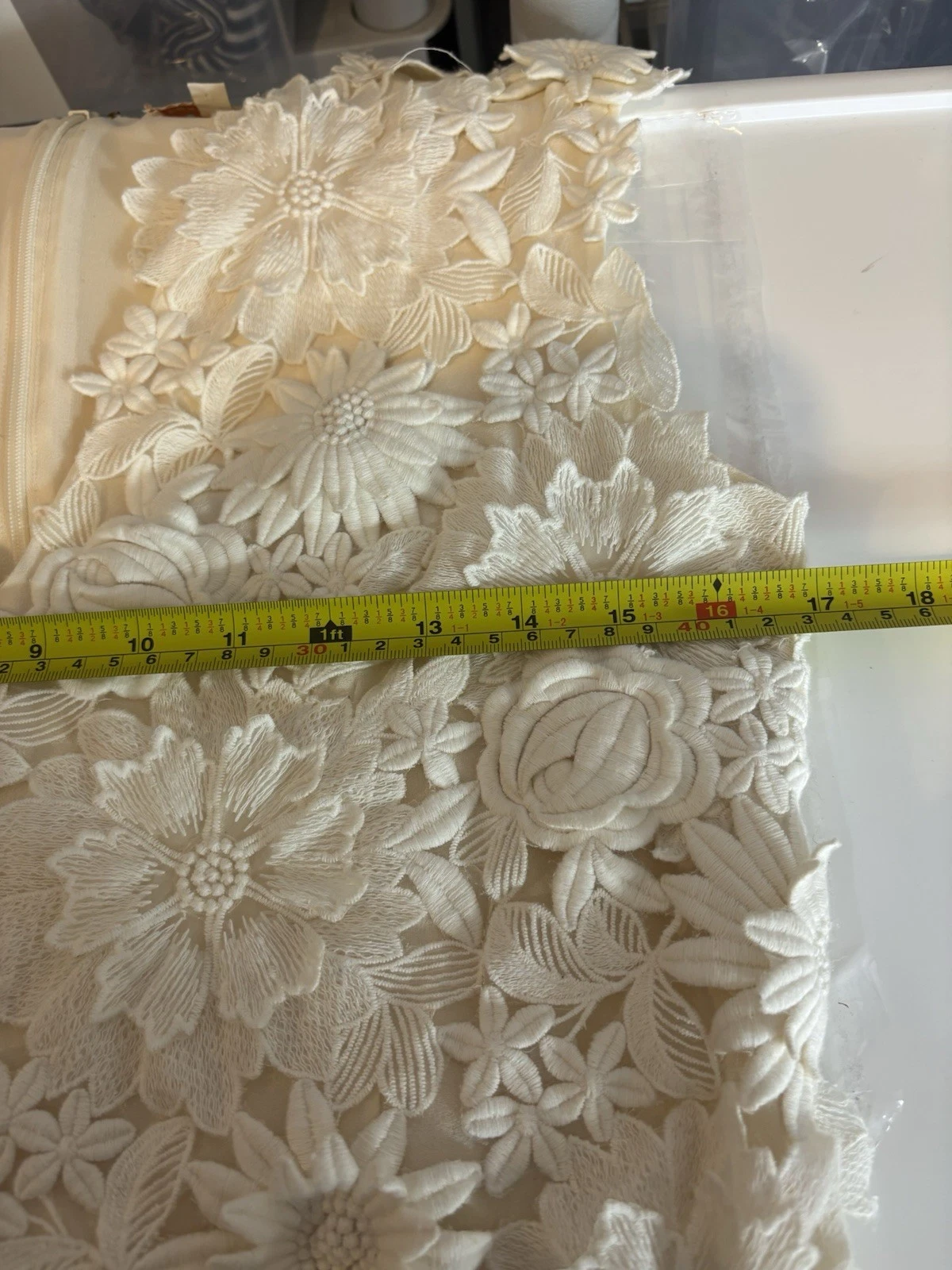 Abito floreale pizzo 3D Tory Burch Merida avorio celebrità nuziale doccia S 6 $795 bianco