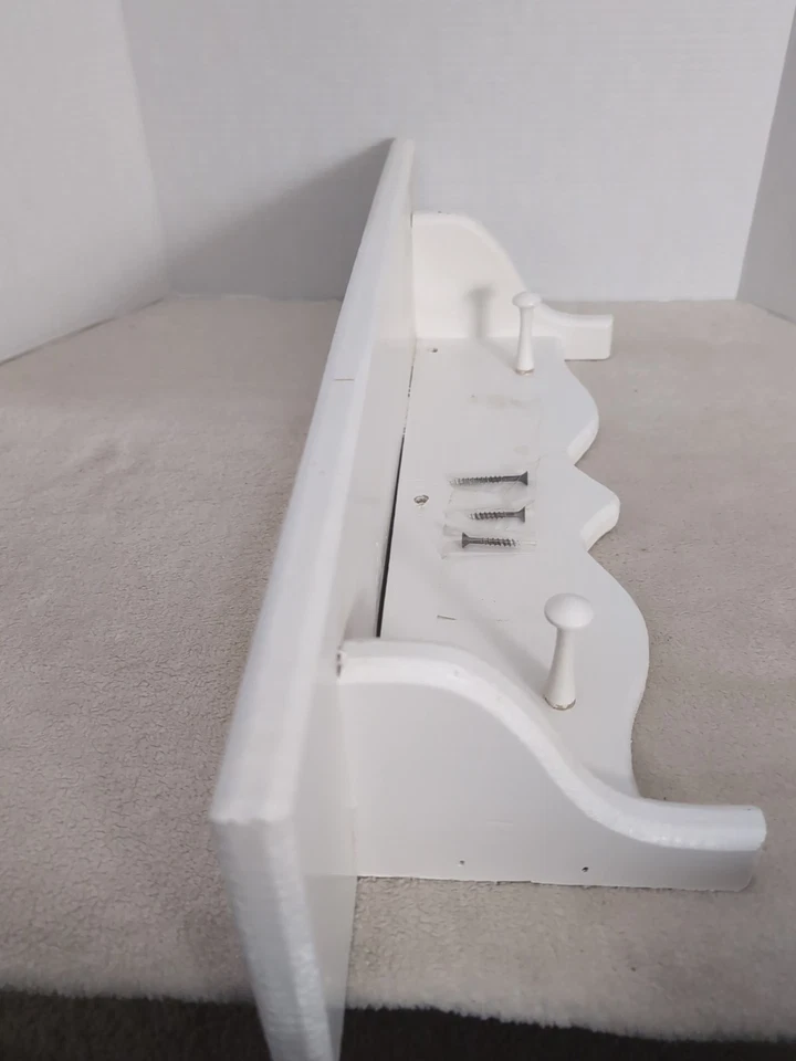 Vintage Wooden Painted White Wall Decor Shelf w/Pre-Drilled Holes 24x5½x6½ - Image 2 of 4