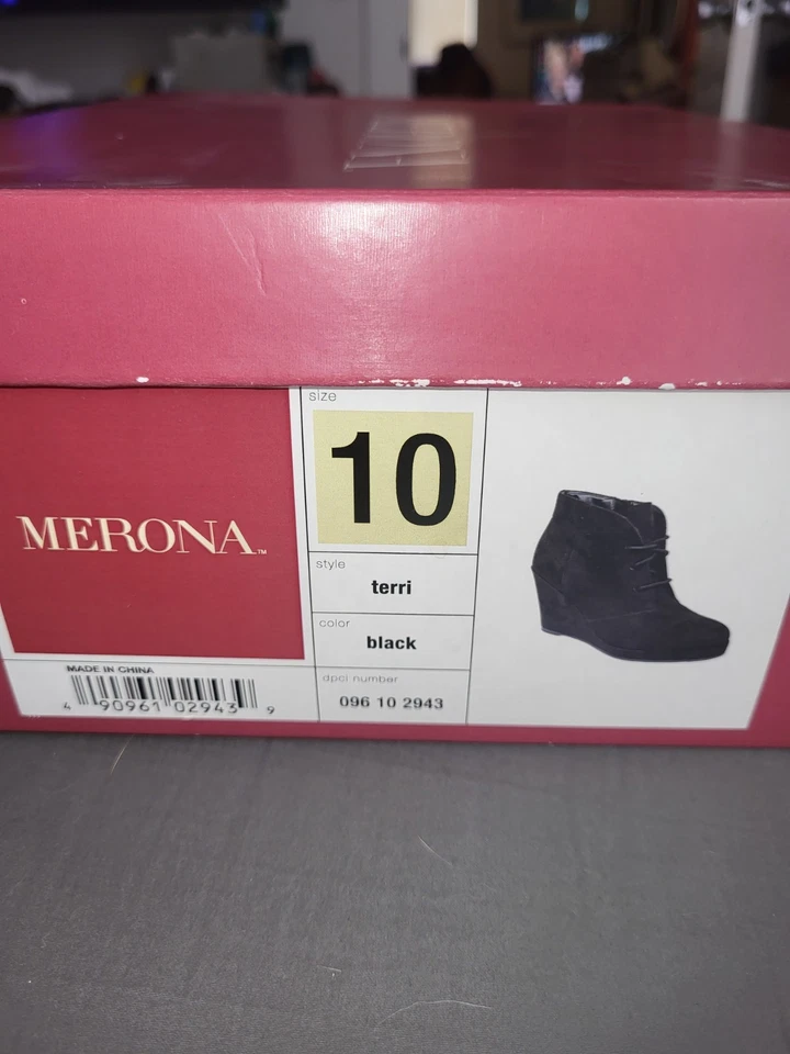 MERONA Suede Leather Boots  Womens Sz 10 Wedge Shoes High Platform - Image 4 of 4