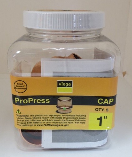 VIEGA 77455 1" PROPRESS PRO PACK COPPER CAP FITTING 5 PIECES NEW