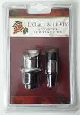 L'Objet & Le Vin Cork-Free Pourer and Wine Bottle Stopper NIP LL1636CH