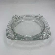 Rounded Square Ashtray 4" Clear Glass Ribbed