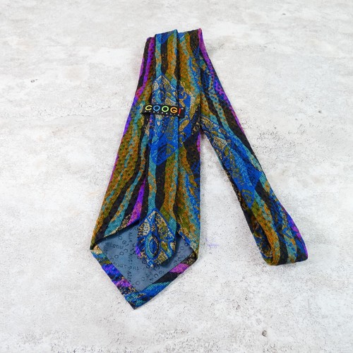 Coogi Australia Tie Mens Silk Blue Black Geometric Necktie Sophisticated Work - Picture 3 of 10