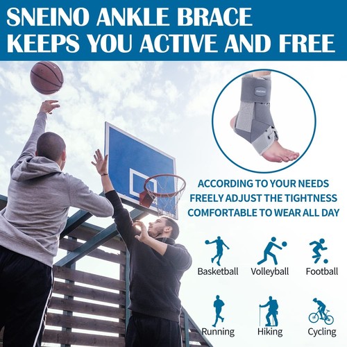 SNEINO Sprunggelenkbandage für Damen & Herren Bandage für verstauchtes Sprunggelenk grau MEDIUM - Bild 4 von 7