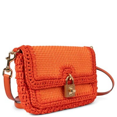 69682 auth DOLCE & GABBANA orange raffia crochet MISS BONIAT