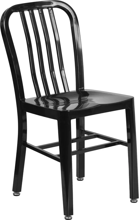 Black metal cafe chairs hot sale