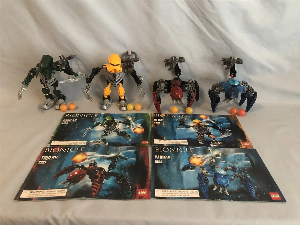 LEGO BIONICLE Matoran of Mahri Nui 8928 8930 8931 8932 100% complete w/ manuals - Image 2 of 4