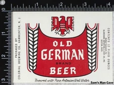 Old German Brand Beer Label - NEW JERSEY