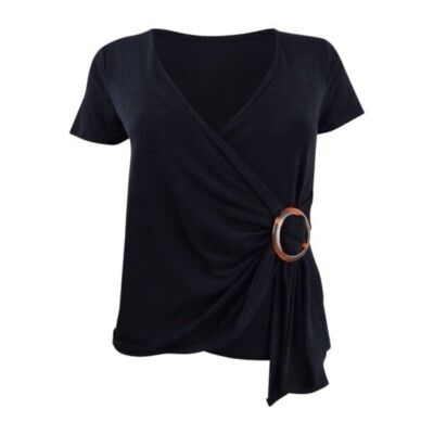 #ad #ad Bar III Top Black O Ring Surplice Neck Sz S NEW NWT 528 $8.90