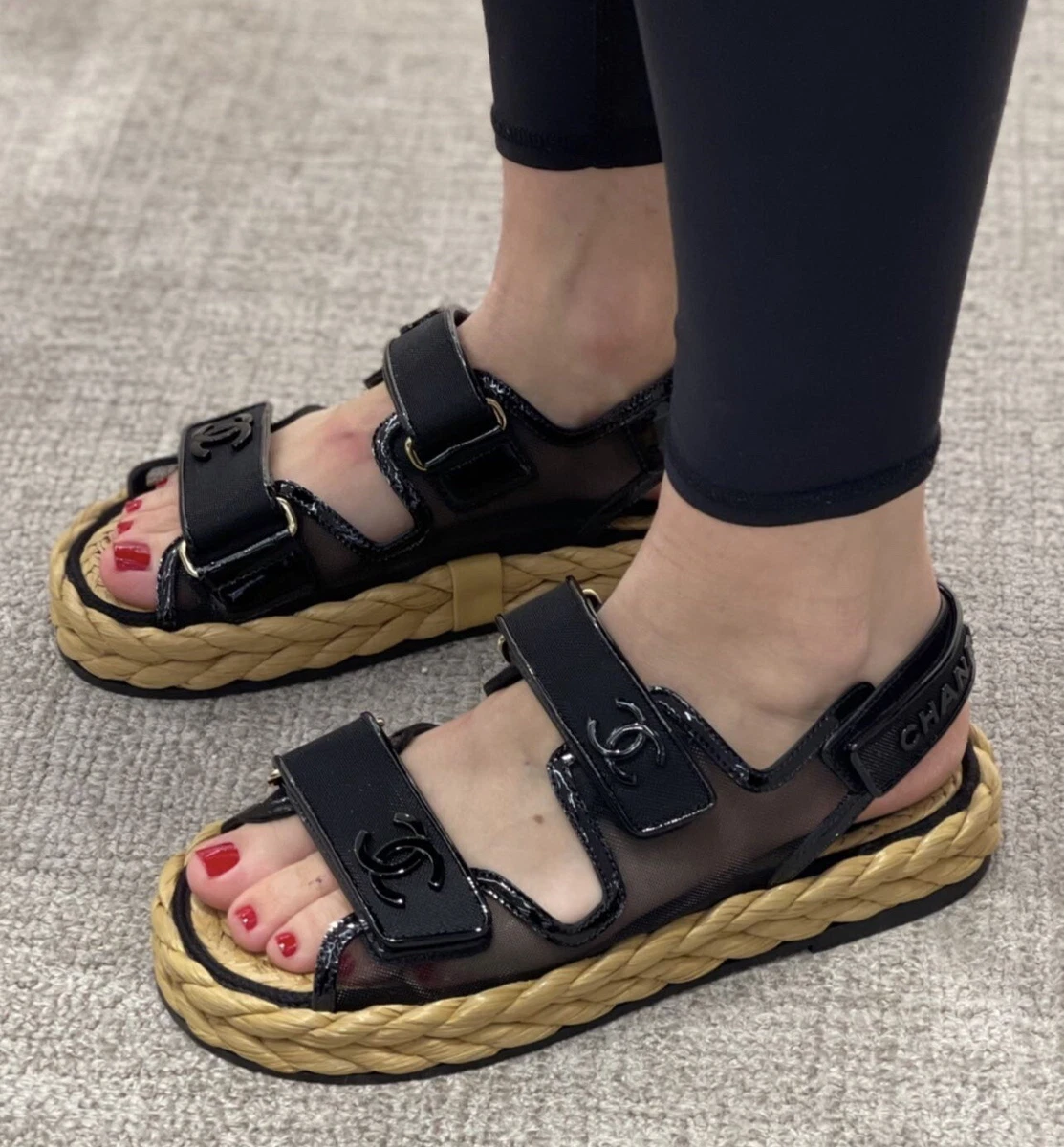 Chanel Dad Sandals Denim Print 39