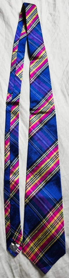 Corbata para hombre Robert Talbott azul y rosa a cuadros seda hecha a mano en EE. UU. Foto 2 de 4