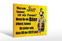 Holzschild Pinup 30X20 Cm Warum Bier Besser Ist Als Frauen Schild Wooden Sign