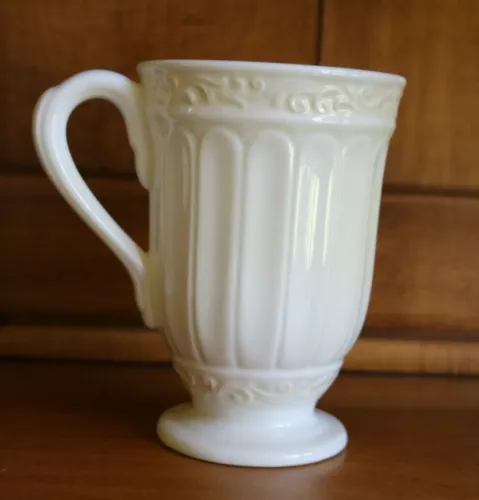 LENOX BUTLER'S PANTRY PEDESTAL MUG WHITE FOOTED ABOUT 5.75" TALL
