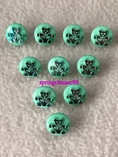 10 x PALE GREEN & "SILVER" TEDDY BUTTONS ~ Size 20L BABIES/CRAFT